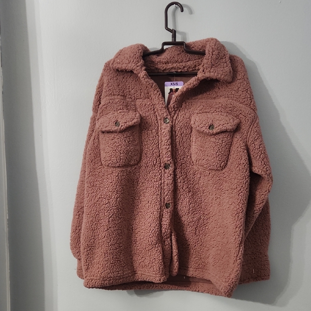 32 Degrees Women's Pink Sherpa Sweater
